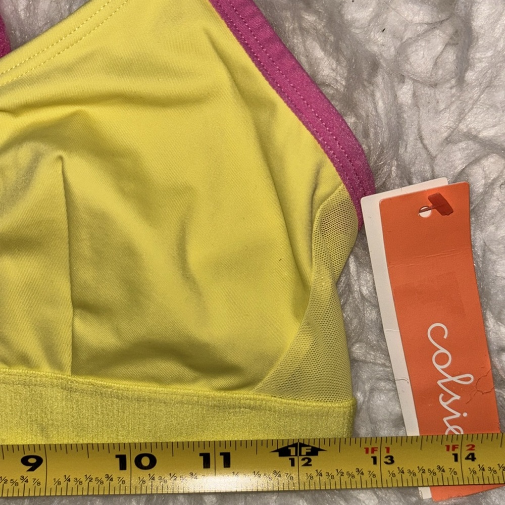 Colsie Bralette Lemon Yellow and Pink, Size S - Picture 5 of 7